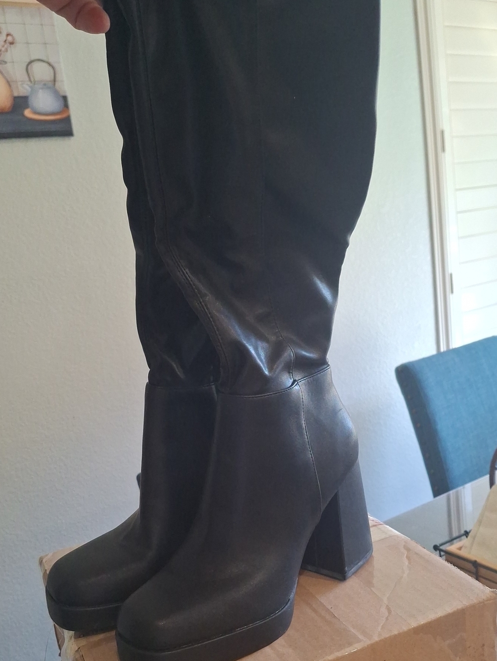 Steve Madden Black Platform Block Heel Knee-High Boots